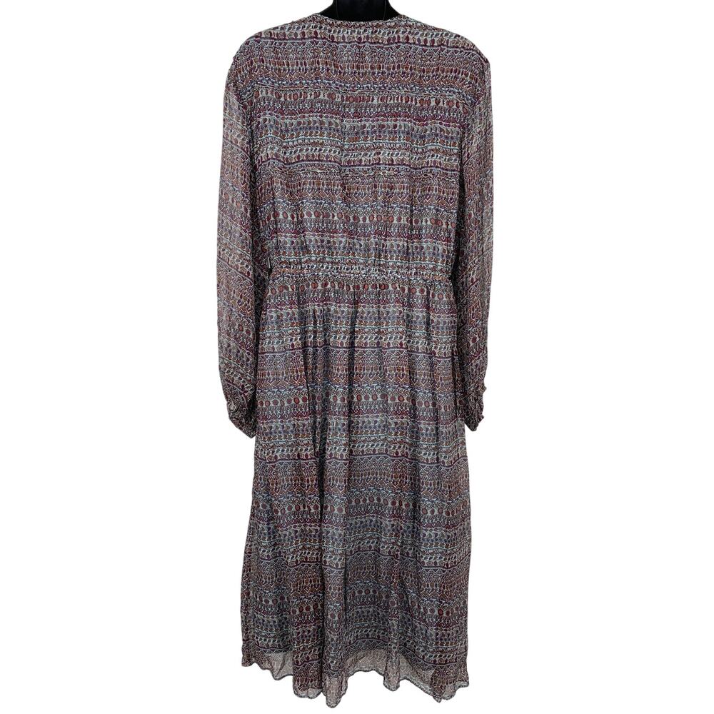 Joie Silk Alquina Women Dress Medium Midi Boho V-Neck Long Sleeve Spice NWT New - Picture 5 of 8